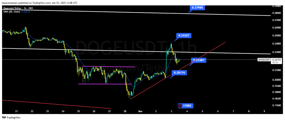 تحلیل دوج کوین ( DOGE/USDT ) امروز 13 اسفند 1403