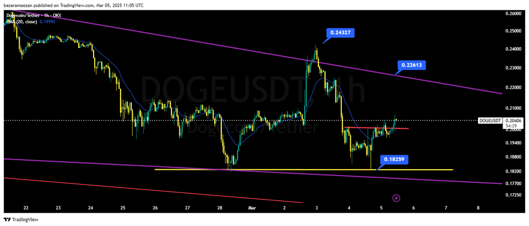 تحلیل دوج کوین ( DOGE/USDT ) امروز 15 اسفند 1403