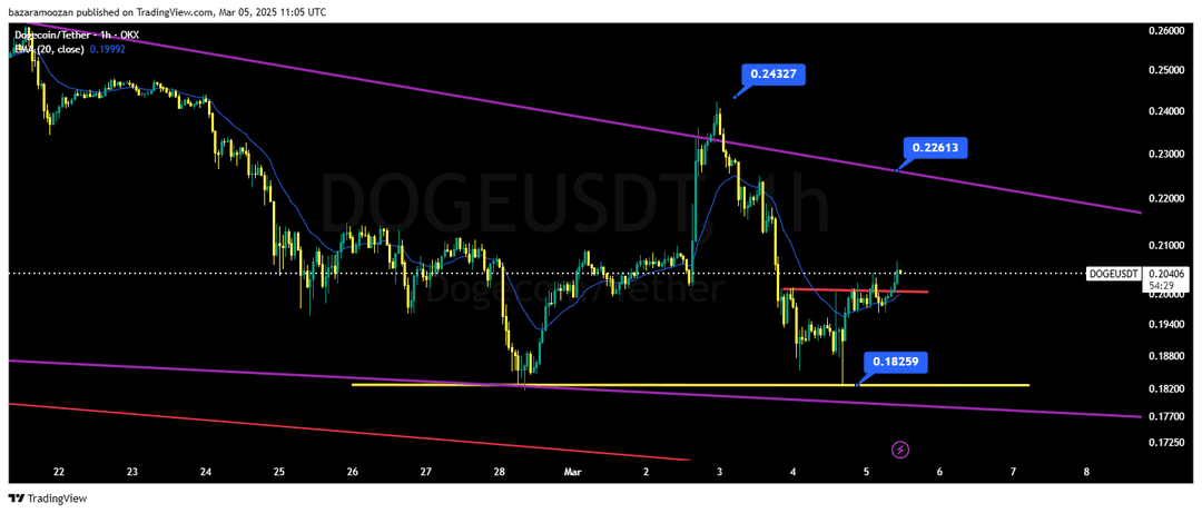 تحلیل دوج کوین ( DOGE/USDT ) امروز 15 اسفند 1403