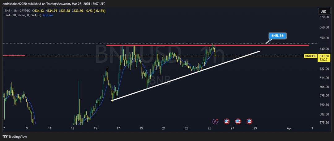 تحلیل بایننس کوین ( BNB/USDT ) امروز 5 فروردین 1403