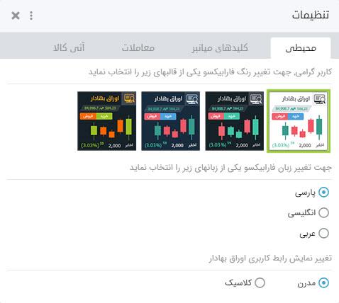 تنظیمات در نرم افزار فارابیکسو