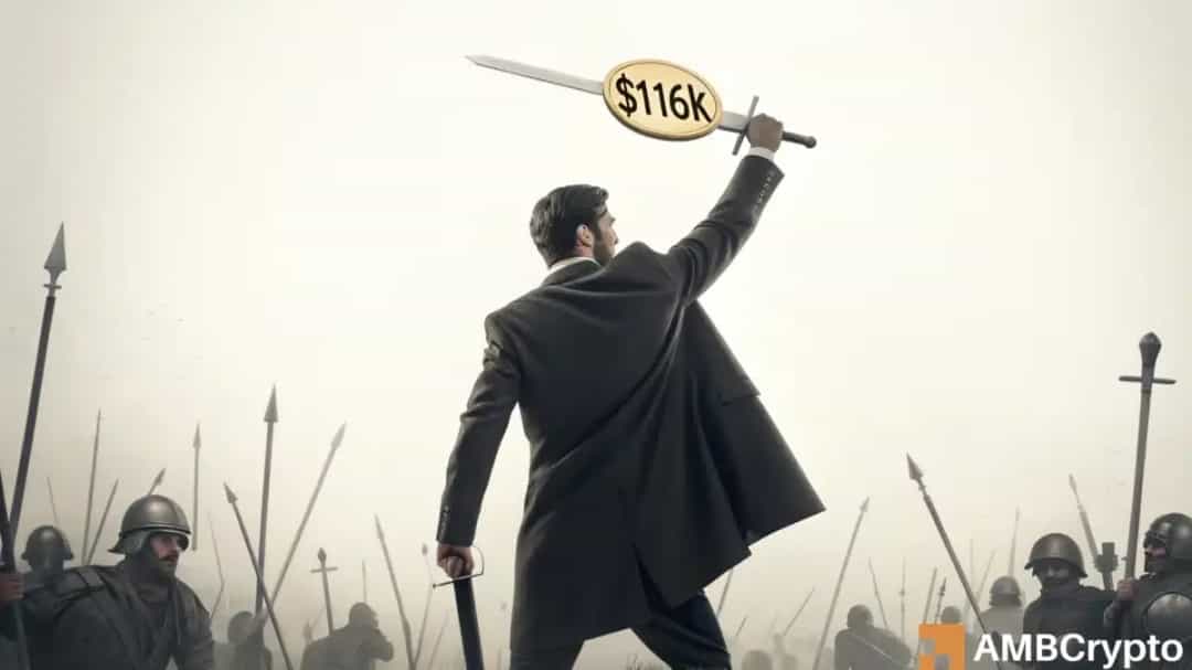 BTC/USDT: مقاومت 116k و 534K هولدر در آستانه سربه سر