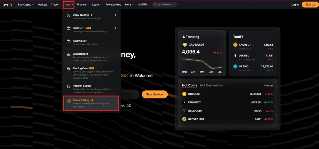 اکانت آزمایشی صرافی بای بیت (Bybit)