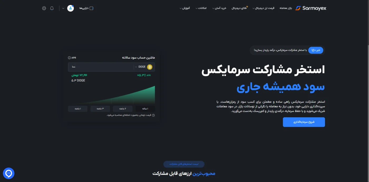 استخر مشارکت ارز دیجیتال در صرافی سرمایکس