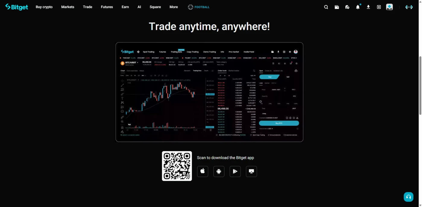 معرفی اپلیکیشن موبایل صرافی بیت گت با کد QR دانلود