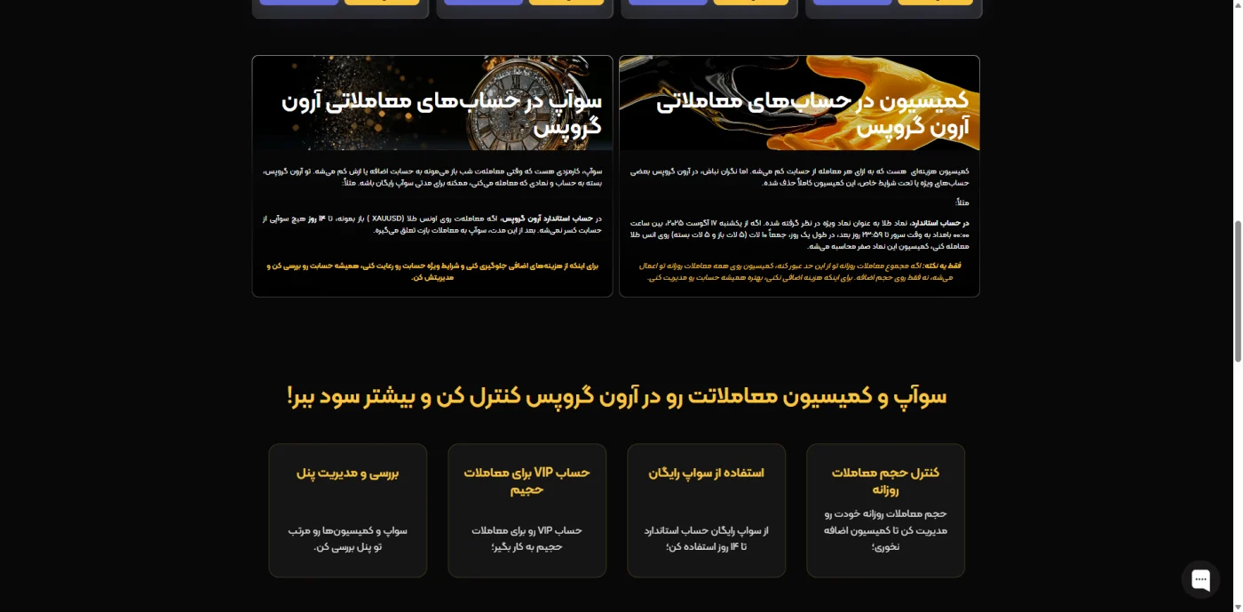 سواپ و کمیسیون در بروکر آرون گروپس