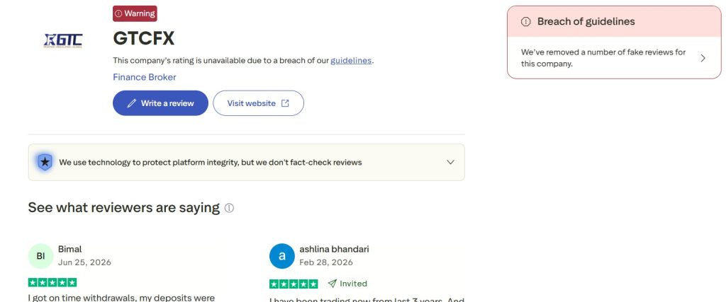 امتیاز تراست پایلوت بروکر GTCFX